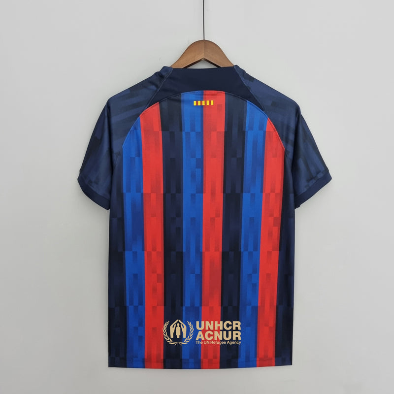 Camisa Barcelona Home 22/23 s/n° Torcedor Masculino - Azul e Grená