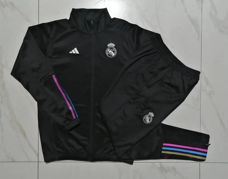 Conjunto de Treino Real Madrid 23/24 Preto - Blusa e Calça