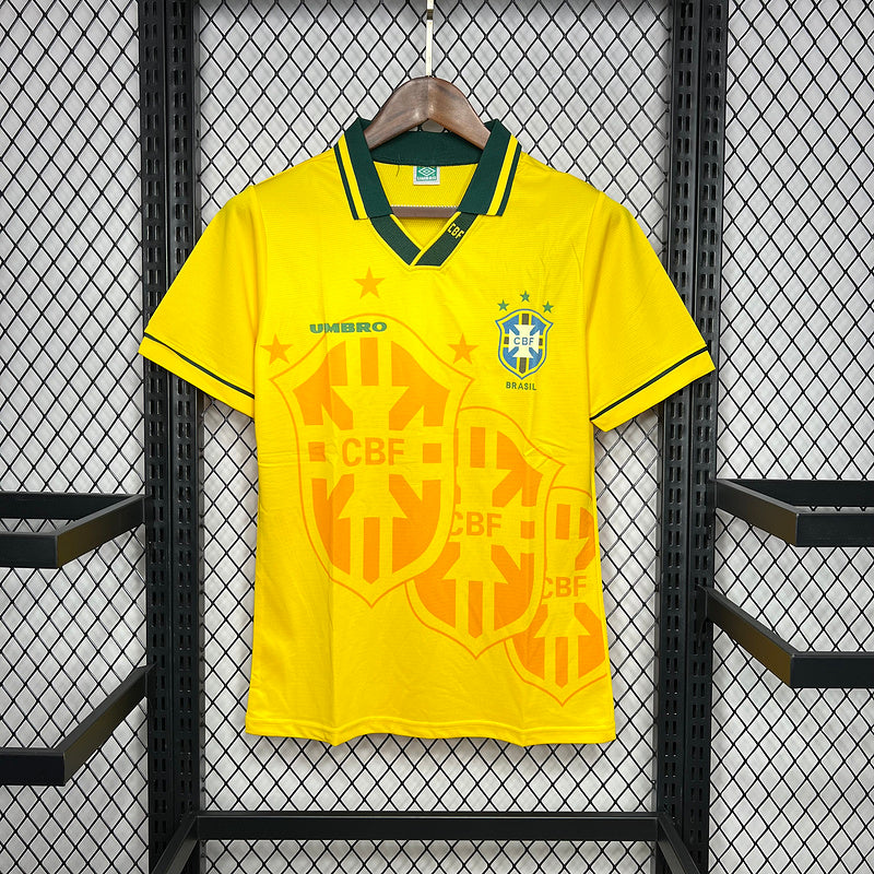 Camisa Retro Brasil 1994 Home Amarela