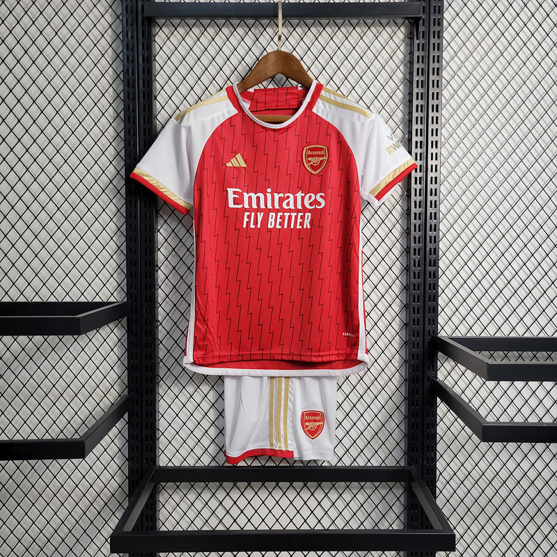 Kit Infantil Arsenal 23/24 Adidas - Vermelho/Branco