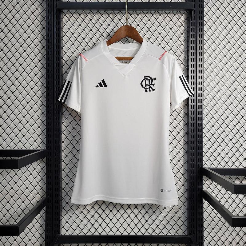 Camisa Feminina Flamengo  23/24 Adidas - Branca e preta