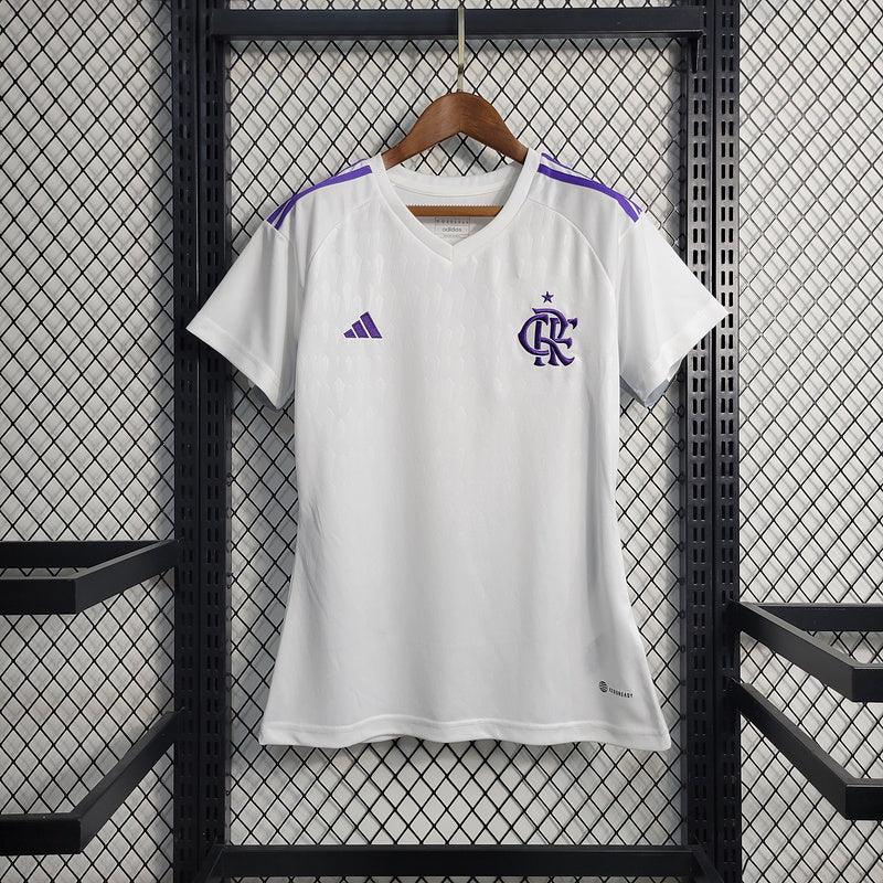 Camisa Feminina Flamengo  23/24 Adidas - Branca e roxa