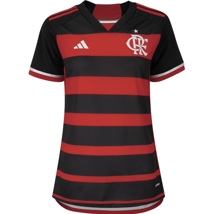 Camisa Feminina Flamengo I 24/25 Adidas - Rubro Negro