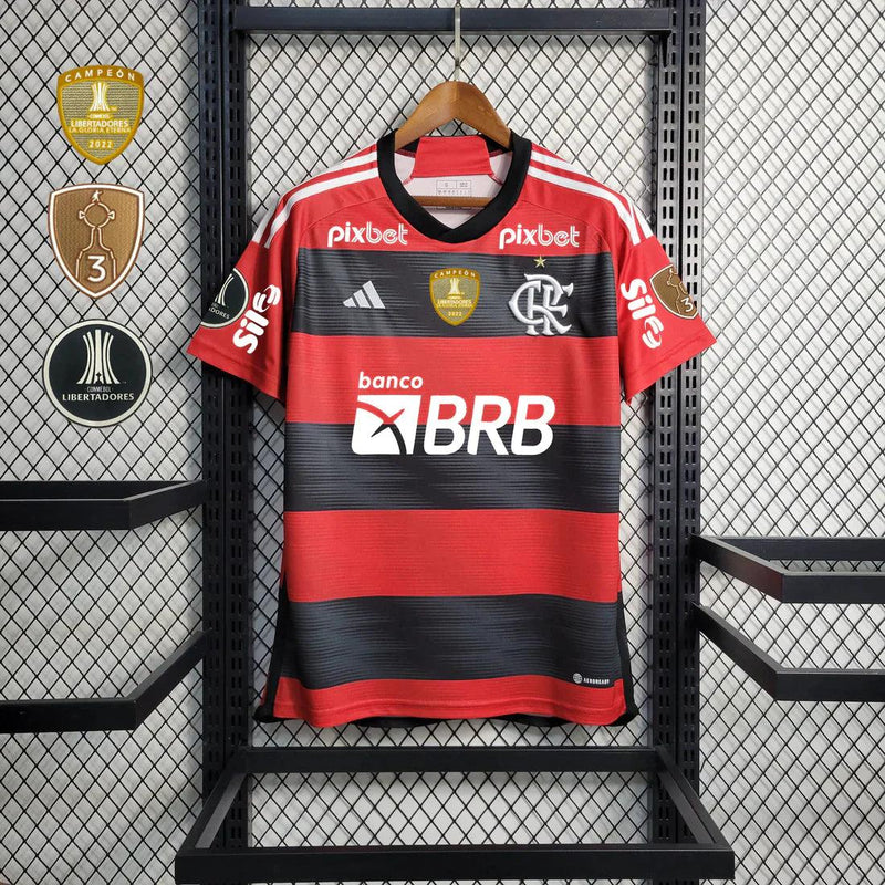 Camisa Flamengo I [Com Patrocínio] 23/24 Adidas - Rubro Negro - Loja da Seven Oficial