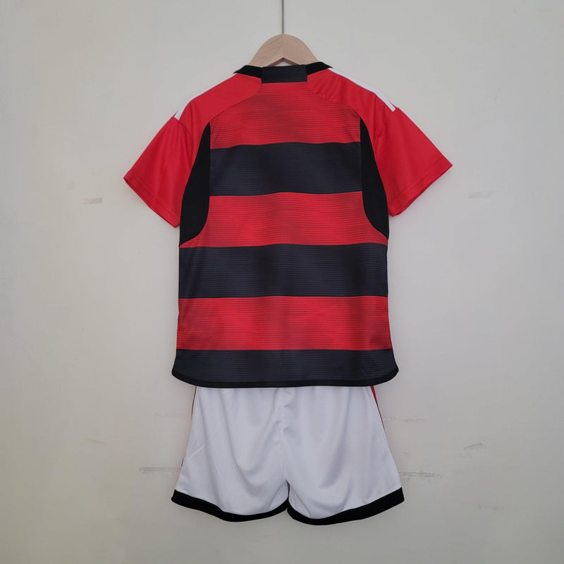 Kit Infantil Flamengo 23/24 Adidas - Rubro Negro - Loja da Seven Oficial