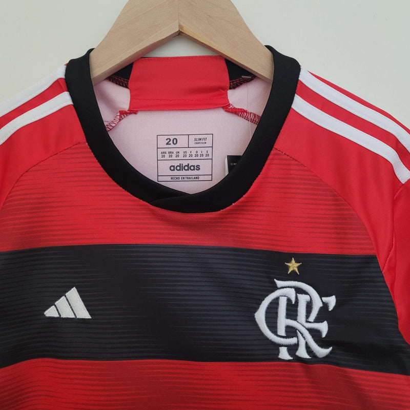 Kit Infantil Flamengo 23/24 Adidas - Rubro Negro - Loja da Seven Oficial