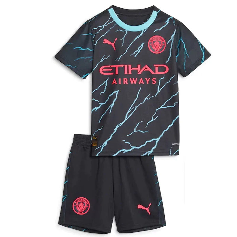 Conjunto Infantil Manchester City Third 23/24 - Preto